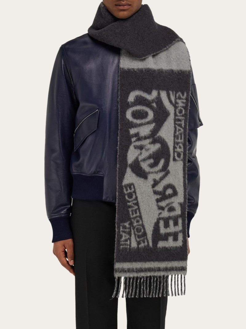 Ferragamo | Men's Venna Logo Scarf - Charcoal/Grey