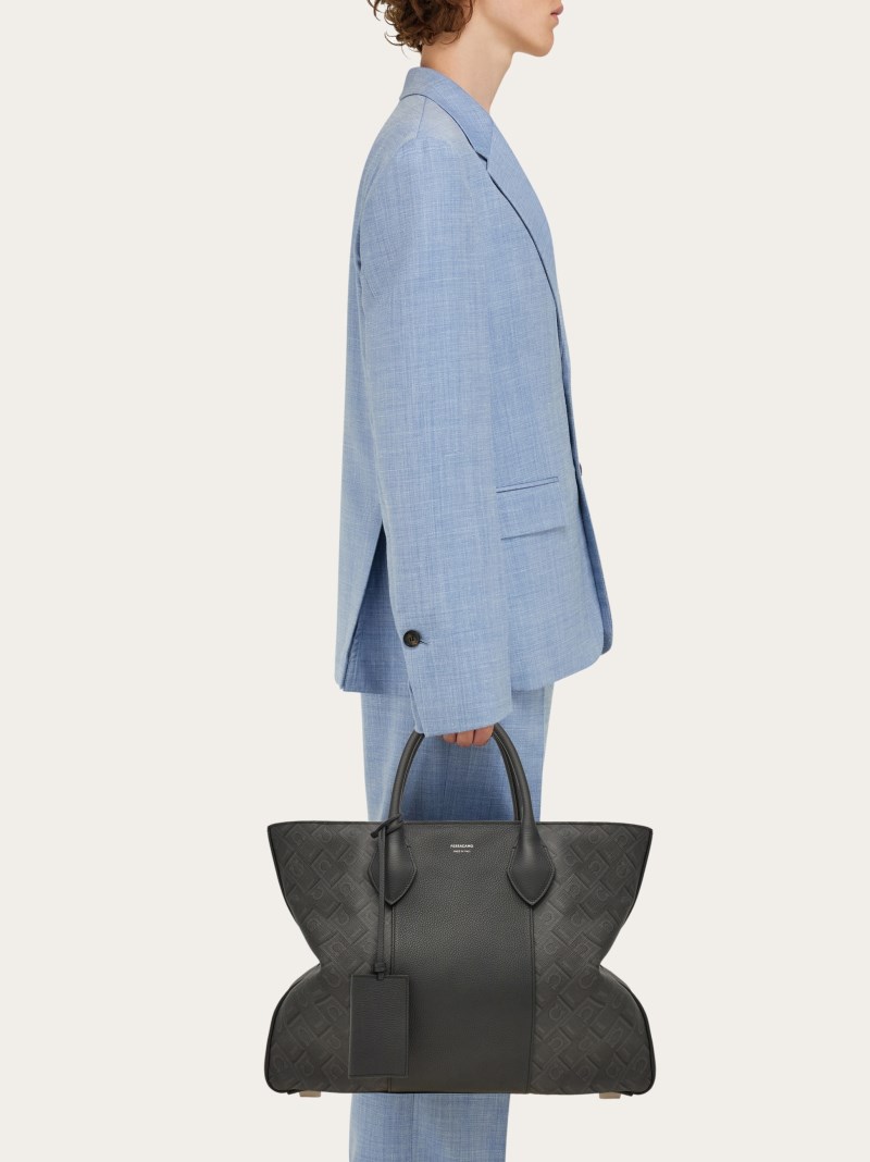 Ferragamo | Women's Bicolor Tote Bag - Black/Grey