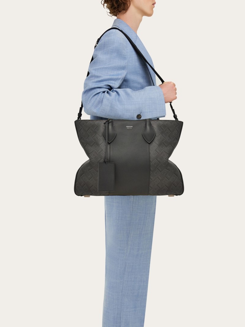 Ferragamo | Women's Bicolor Tote Bag - Black/Grey