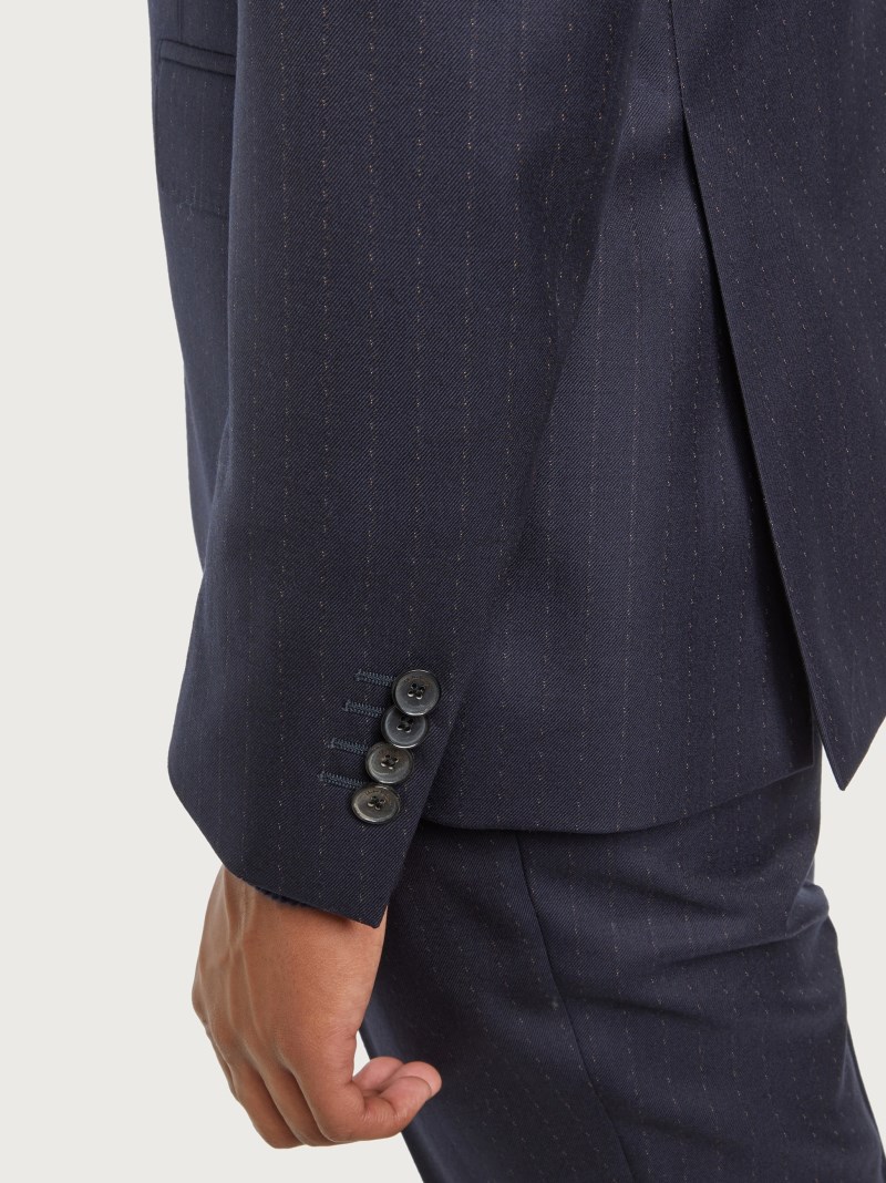 Ferragamo | Men's Check Suit In Wool - Midnight Blue