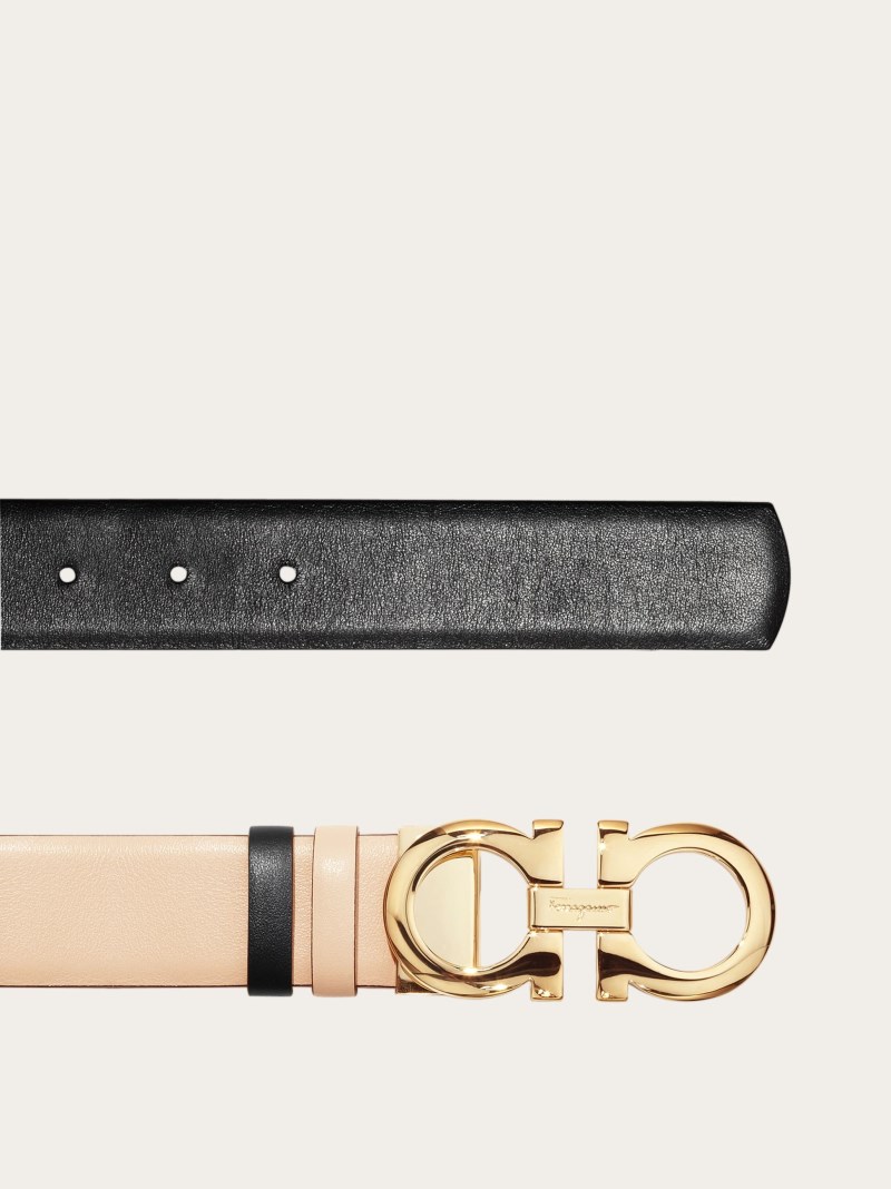 Ferragamo | Women's Reversible And Adjustable Gancini Belt - New Bisque/Black