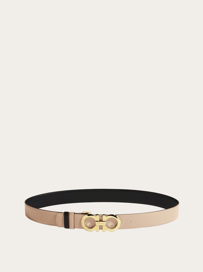 Ferragamo | Women's Reversible And Adjustable Gancini Belt - New Bisque/Black
