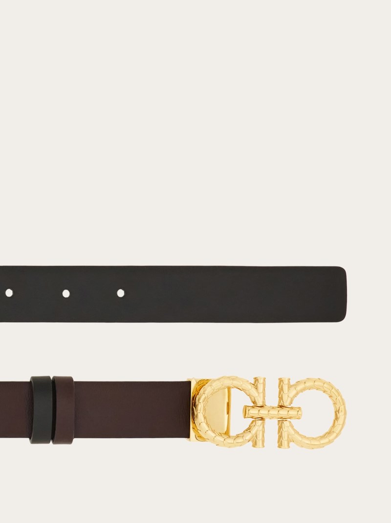 Ferragamo | Women's Adjustable And Reversible Gancini Belt - Oxblood/Black