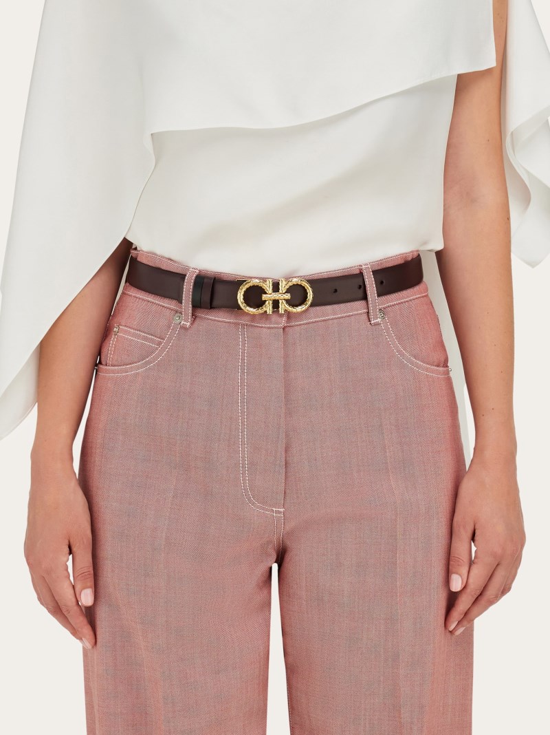 Ferragamo | Women's Adjustable And Reversible Gancini Belt - Oxblood/Black