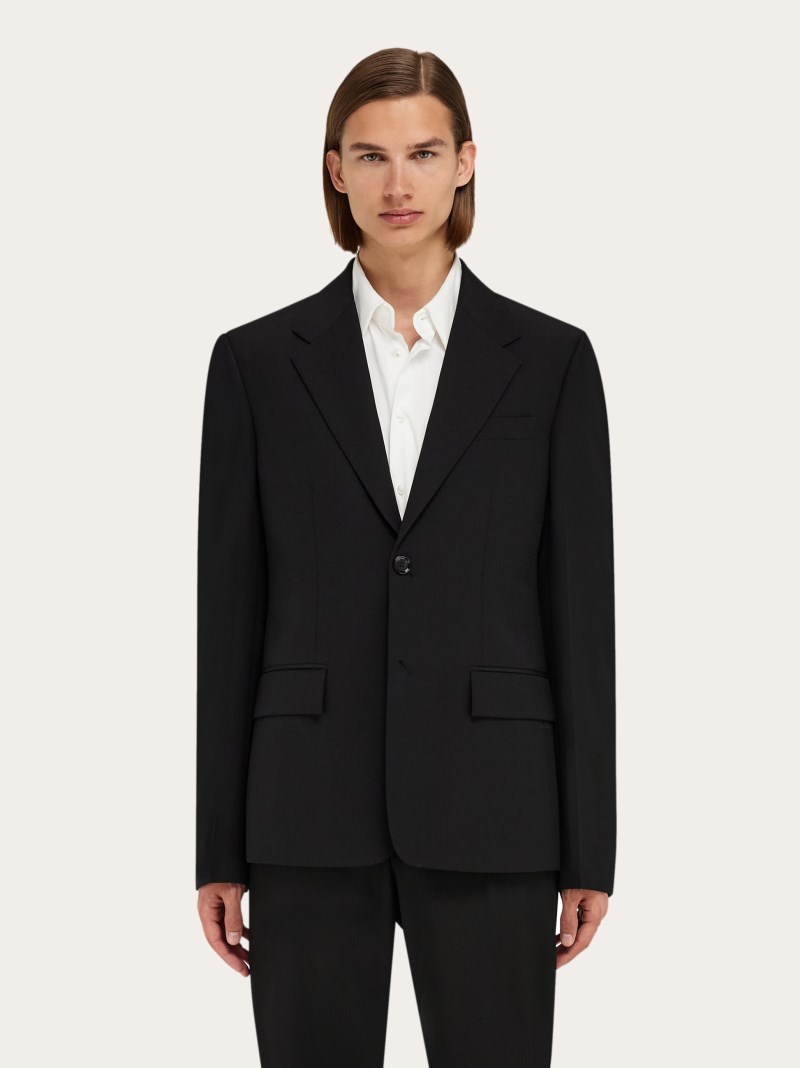 Ferragamo | Men's Tailored Single-Breasted Blazer - Black