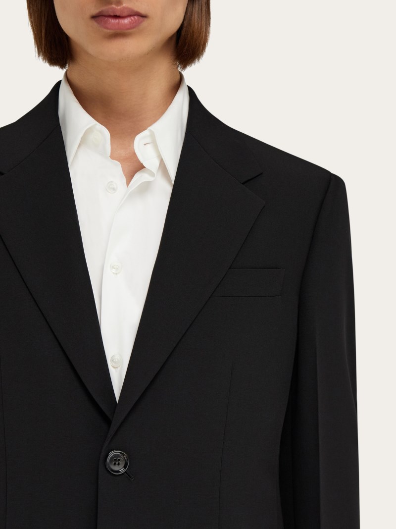 Ferragamo | Men's Tailored Single-Breasted Blazer - Black