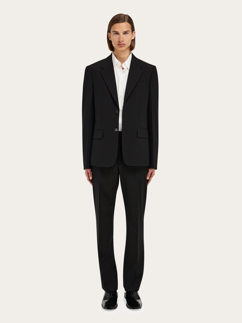 Ferragamo | Men's Tailored Single-Breasted Blazer - Black