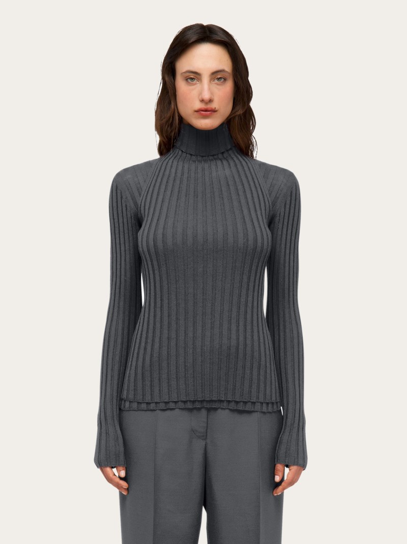 Ferragamo | Women's Layered Turtleneck - Charcoal