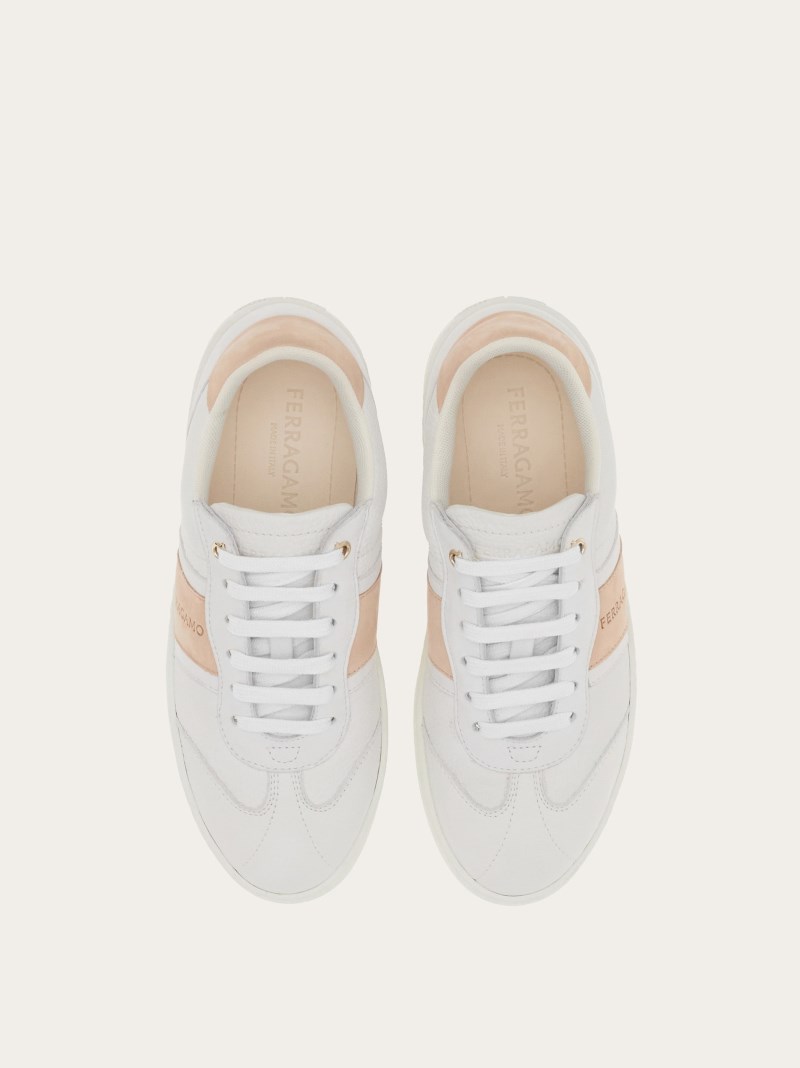 Ferragamo | Women's Low-Top Sneaker With Logo - White/Petal