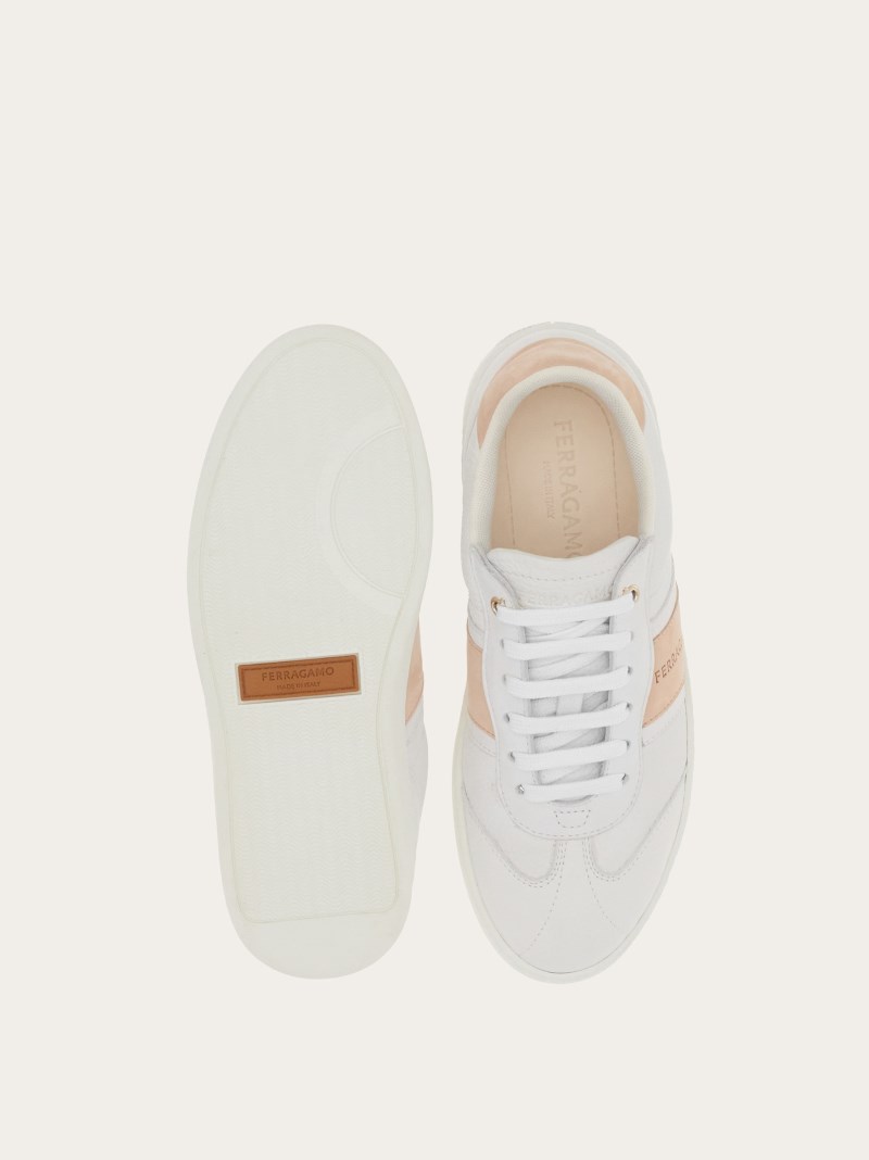Ferragamo | Women's Low-Top Sneaker With Logo - White/Petal