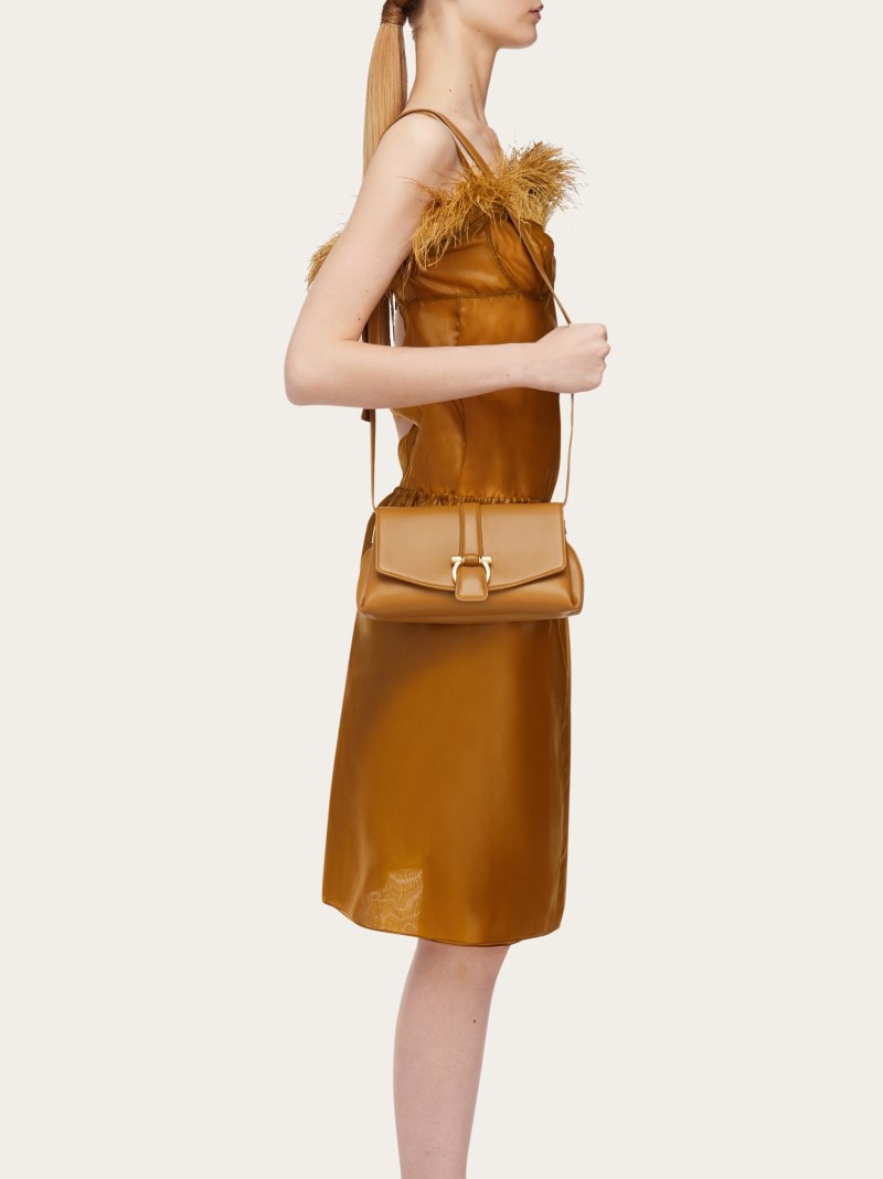 Ferragamo | Women's Front Flap Crossbody Bag - Burnt Ocher