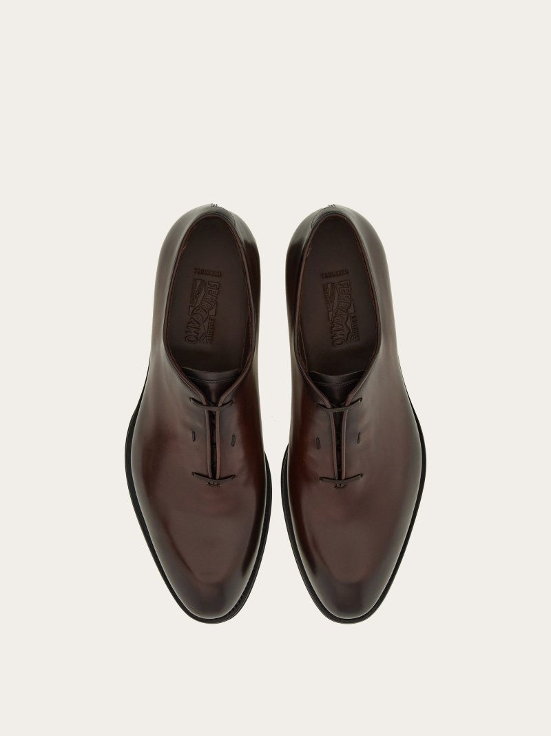 Ferragamo | Men's Tramezza Oxford With Covered Laces - Cocoa