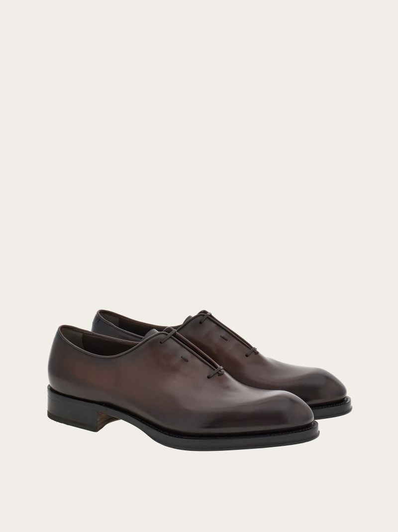 Ferragamo | Men's Tramezza Oxford With Covered Laces - Cocoa