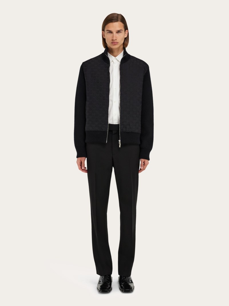 Ferragamo | Men's Knitted Bomber Jacket - Black