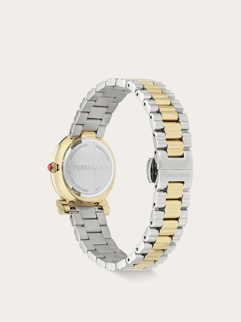 Ferragamo | Women's Gancini Twisted Watch - Stainless Steel And Ip Yellow Gold/White Silver