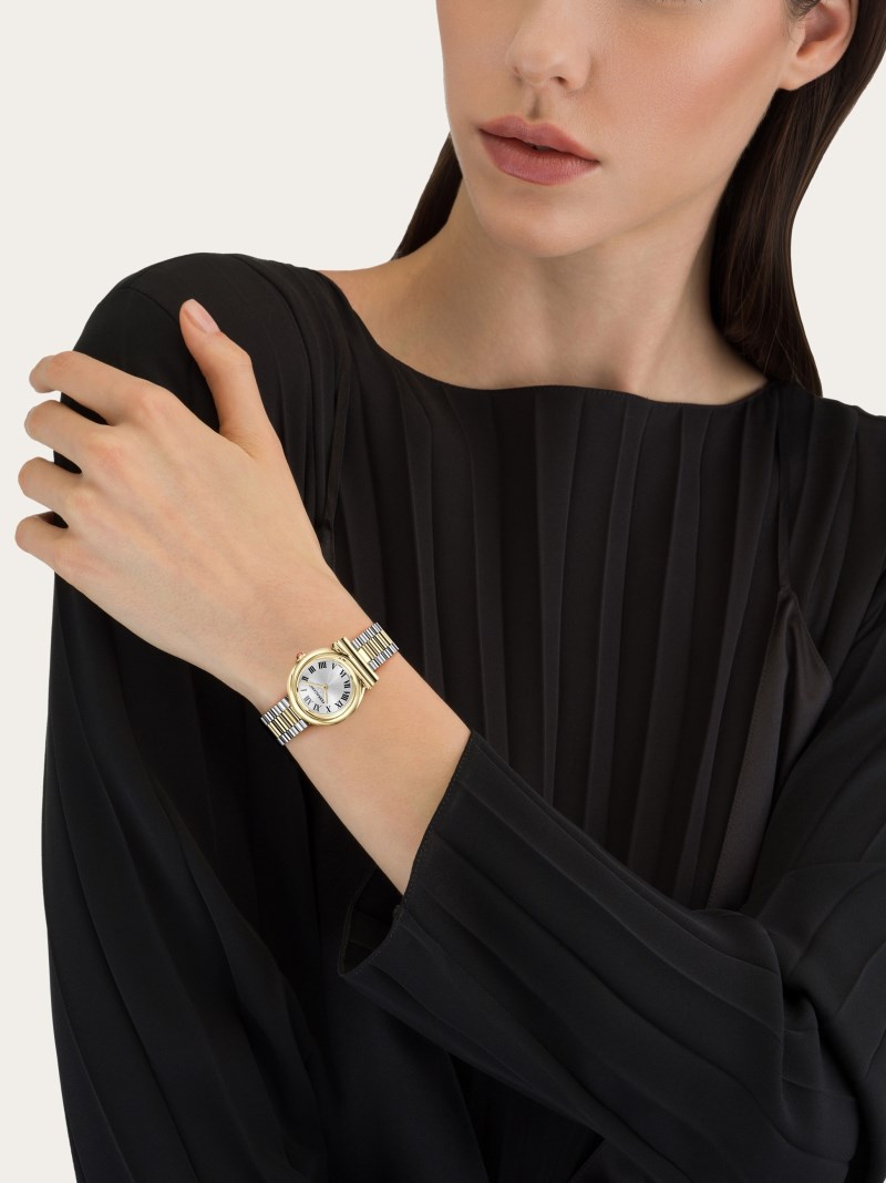 Ferragamo | Women's Gancini Twisted Watch - Stainless Steel And Ip Yellow Gold/White Silver