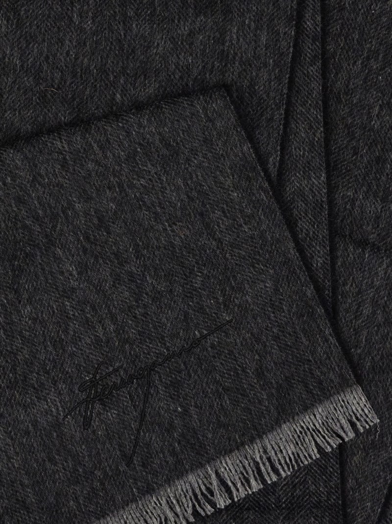 Ferragamo | Men's Cashmere Scarf - Grey/Black
