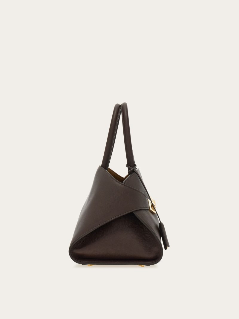 Ferragamo | Women's Hug Bicolor Handbag - Testa Di Moro/Burnt Ocher