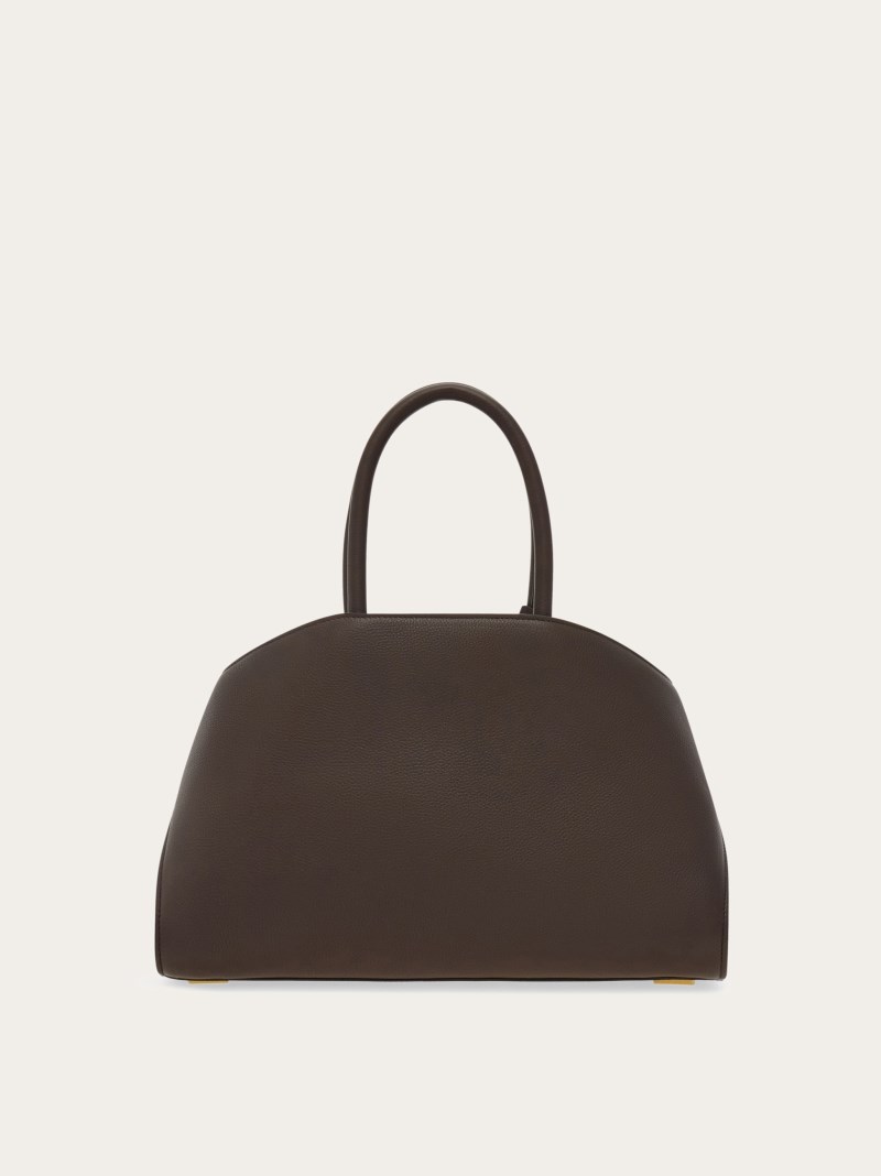 Ferragamo | Women's Hug Bicolor Handbag - Testa Di Moro/Burnt Ocher