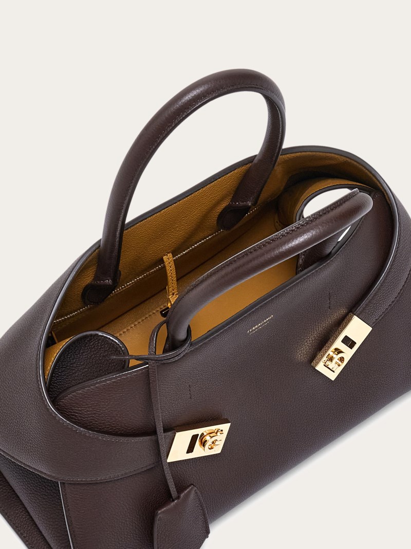 Ferragamo | Women's Hug Bicolor Handbag - Testa Di Moro/Burnt Ocher