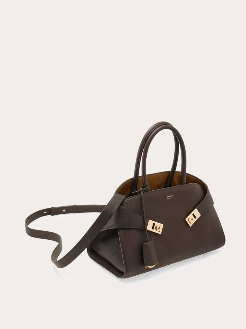 Ferragamo | Women's Hug Bicolor Handbag - Testa Di Moro/Burnt Ocher