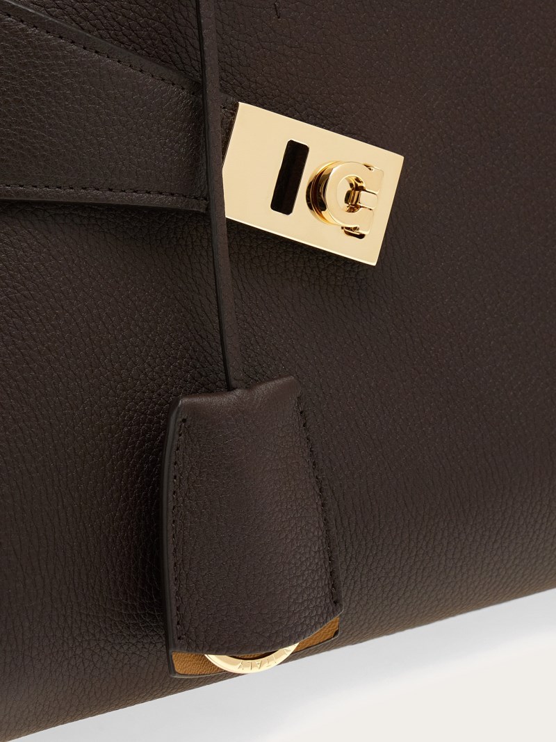 Ferragamo | Women's Hug Bicolor Handbag - Testa Di Moro/Burnt Ocher