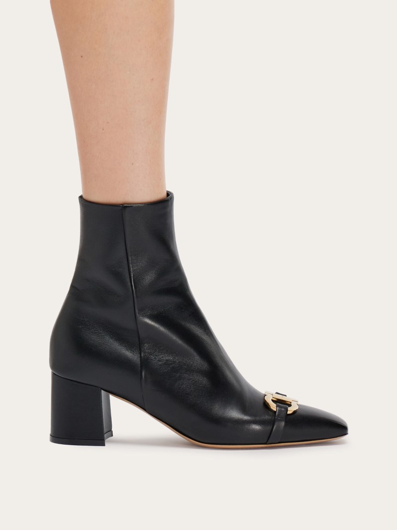 Ferragamo | Women's Bootie With Gancini Ornament - Black