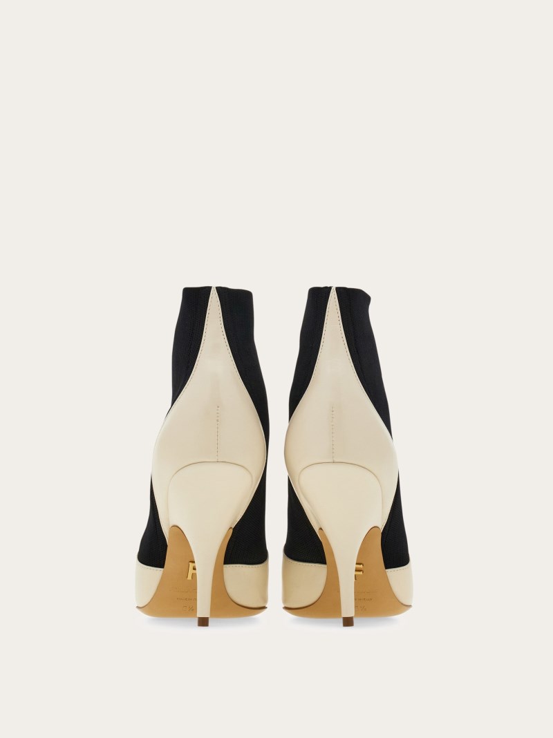 Ferragamo | Women's Ankle Boot With Graphic Detail - Mascarpone/Black