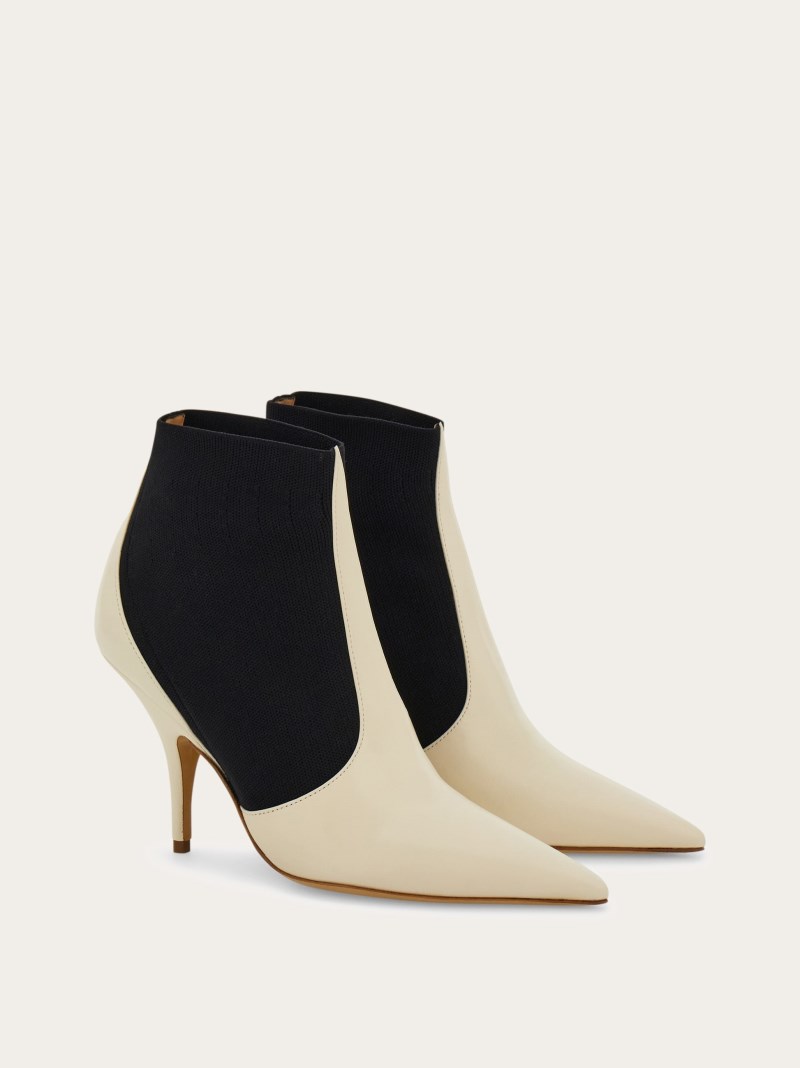 Ferragamo | Women's Ankle Boot With Graphic Detail - Mascarpone/Black