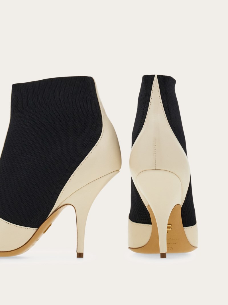 Ferragamo | Women's Ankle Boot With Graphic Detail - Mascarpone/Black