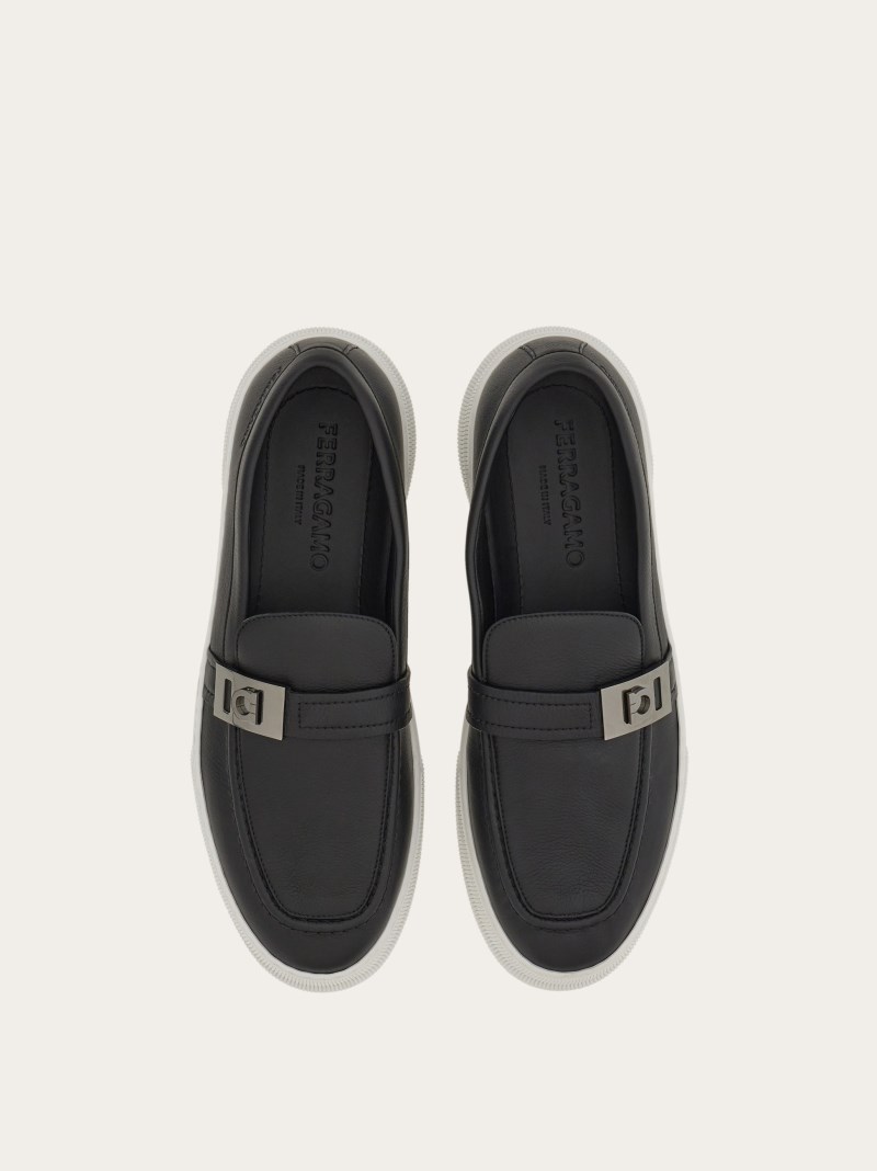 Ferragamo | Men's Hybrid Sneaker With Hug Buckle - Black