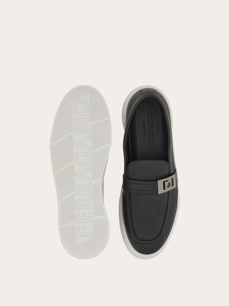 Ferragamo | Men's Hybrid Sneaker With Hug Buckle - Black