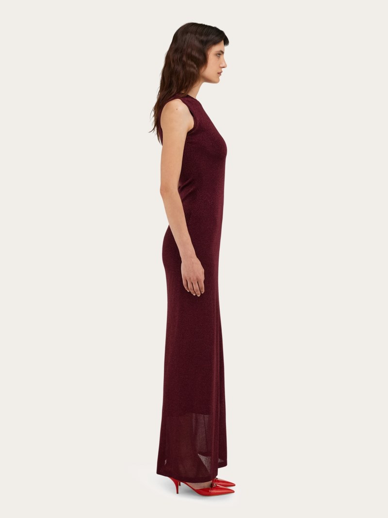 Ferragamo | Women's Lurex Long Dress - Oxblood Lurex