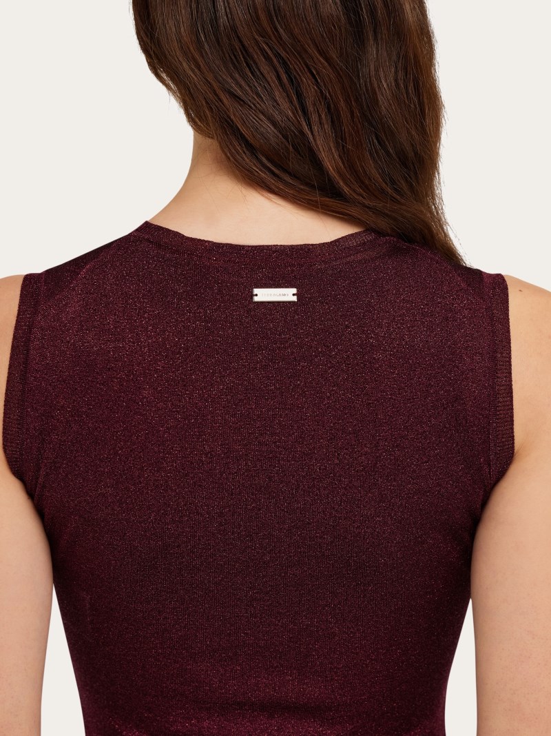 Ferragamo | Women's Lurex Long Dress - Oxblood Lurex